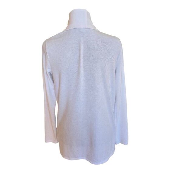 DKNY Donna Karen NY Womens White Long Sleeve Draped Front Cardigan Sweater Small - Picture 2 of 10